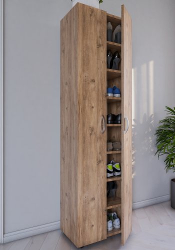 VCM NORDIC Ulas 8-roms skoskap, m. 2 drer, 7 hyller - naturlig tre