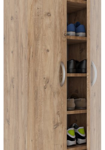 VCM NORDIC Ulas 8-roms skoskap, m. 2 drer, 7 hyller - naturlig tre