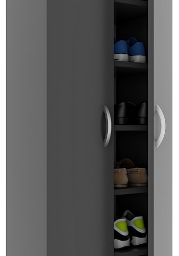 VCM NORDIC Ulas 8-roms skoskap, m. 2 drer, 7 hyller - antrasittgrtt tre