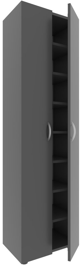 VCM NORDIC Ulas 8-roms skoskap, m. 2 drer, 7 hyller - antrasittgrtt tre