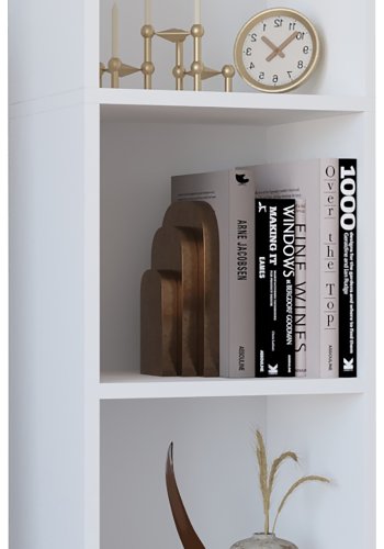 VCM NORDIC Dilos L Bücherregal, mit 4 Regalböden – weißes Holz (H: 183 cm x 38 cm x 30 cm)