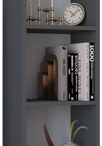 VCM NORDIC Dilos L Bücherregal, mit 4 Regalen – Anthrazitgraues Holz (H: 183 cm x 38 cm x 30 cm)