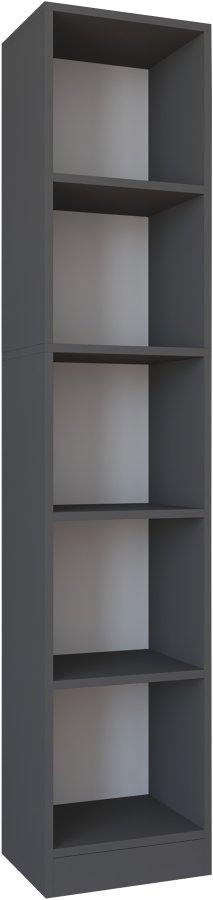 VCM NORDIC Dilos L Bücherregal, mit 4 Regalen – Anthrazitgraues Holz (H: 183 cm x 38 cm x 30 cm)