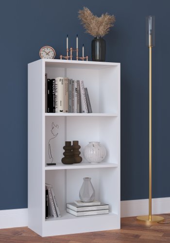 VCM NORDIC Dilos M Bücherregal, mit 2 Regalen – weißes Holz (H: 114 cm x 56 cm x 30 cm)