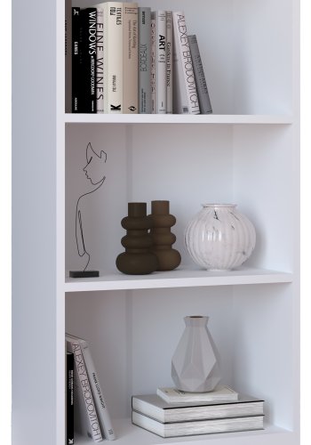 VCM NORDIC Dilos M Bücherregal, mit 2 Regalen – weißes Holz (H: 114 cm x 56 cm x 30 cm)