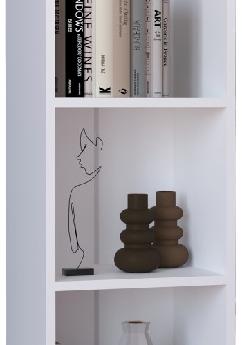 VCM NORDIC Dilos S Bücherregal, mit 2 Regalen – weißes Holz (H: 114 cm x 38 cm x 30 cm)