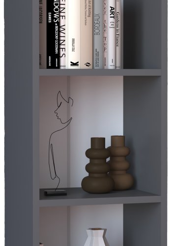 VCM NORDIC Dilos S Bücherregal, m. 2 Regalböden - Holz weiß und anthrazitgrau (H: 114cm x38cm x 30cm)