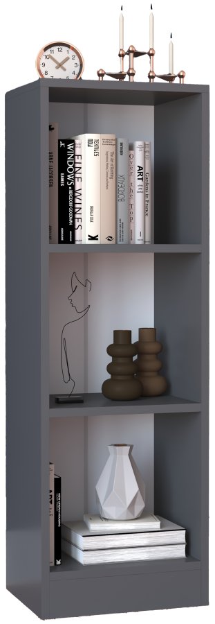 VCM NORDIC Dilos S Bücherregal, m. 2 Regalböden - Holz weiß und anthrazitgrau (H: 114cm x38cm x 30cm)