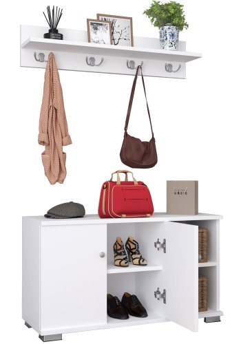 VCM NORDIC Gados L klesstativ og skap, m. 2 drer og 2 hyller - hvitt tre