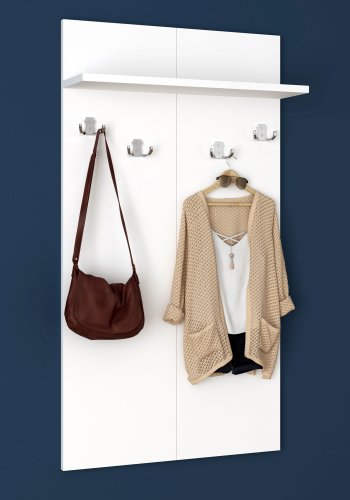 VCM NORDIC Gados XS klesstativ, m. 4 doble kroker, 1 hylle - hvitt tre