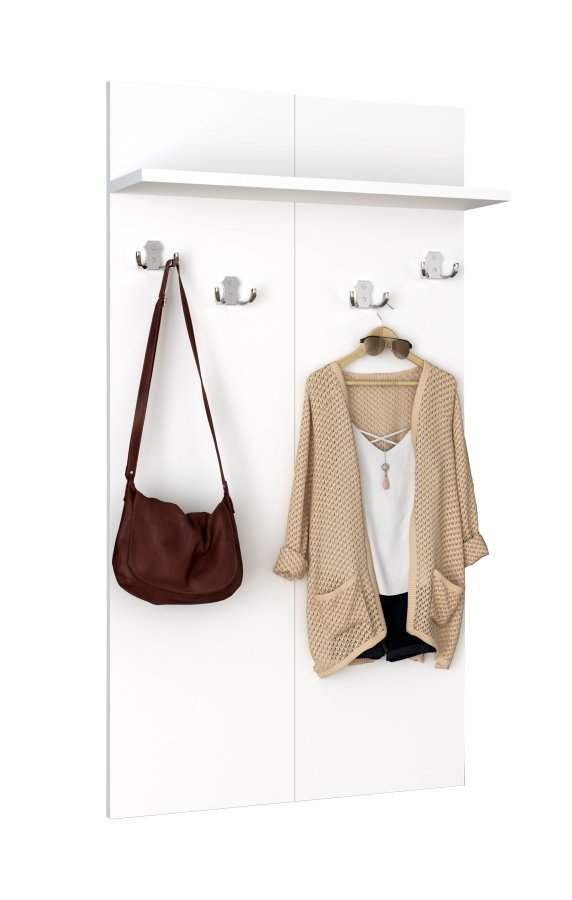 VCM NORDIC Gados XS klesstativ, m. 4 doble kroker, 1 hylle - hvitt tre