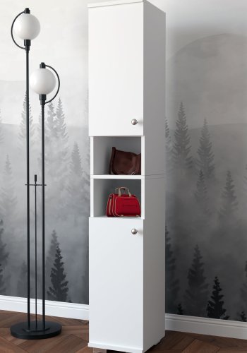 VCM NORDIC Gados M Schuhschrank, m. 2 Türen, 7 Einlegeböden – Holz weiß