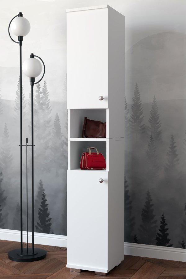 VCM NORDIC Gados M Schuhschrank, m. 2 Türen, 7 Einlegeböden – Holz weiß