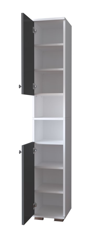 VCM NORDIC Gados M Schuhschrank, m. 2 Türen, 7 Einlegeböden – Holz weiß und anthrazitgrau