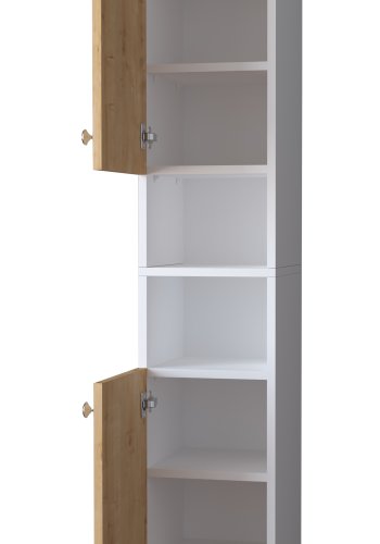 VCM NORDIC Gados M skoskap, m. 2 drer, 7 hyller - hvit og naturlig tre