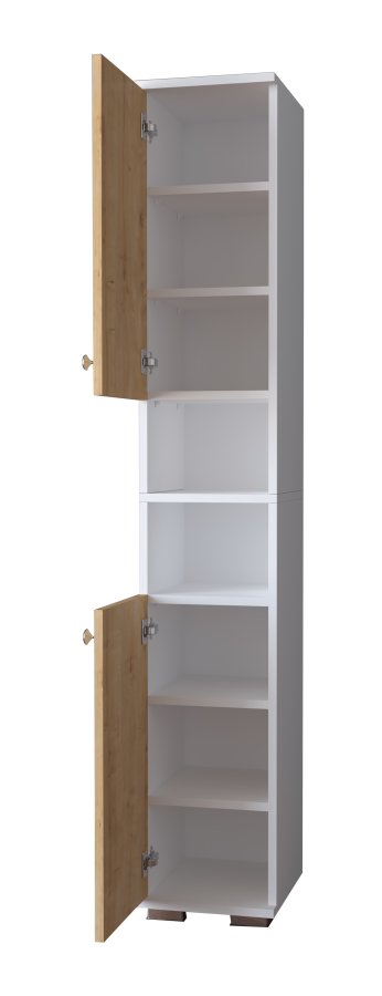 VCM NORDIC Gados M skoskap, m. 2 drer, 7 hyller - hvit og naturlig tre