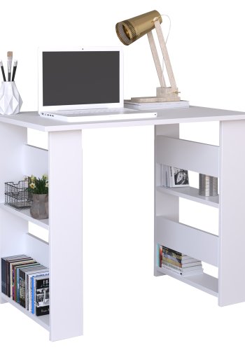 VCM NORDIC Efilo Schreibtisch, m. 4 Fächern - weißes Holz (90x56)