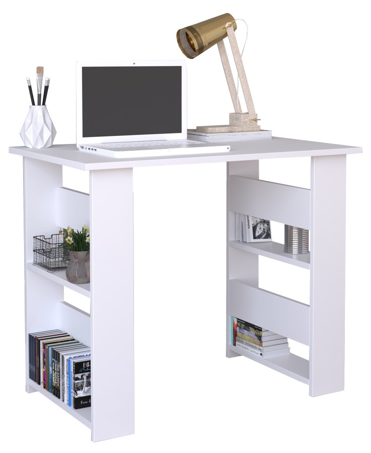 VCM NORDIC Efilo Schreibtisch, m. 4 Fächern - weißes Holz (90x56)