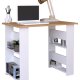 VCM NORDIC Efilo Schreibtisch, m. 4 Fächern - Weiß und Naturholz (90x56)