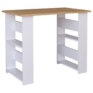 VCM NORDIC Efilo skrivebord, m. 4 rom - hvitt og naturlig tre (90x56)