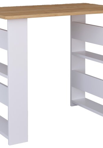 VCM NORDIC Efilo Schreibtisch, m. 4 Fächern - Weiß und Naturholz (90x56)