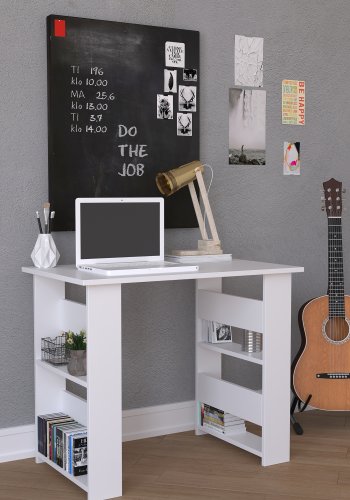 VCM NORDIC Efilo Schreibtisch, m. 4 Fächern - weißes Holz (90x56)