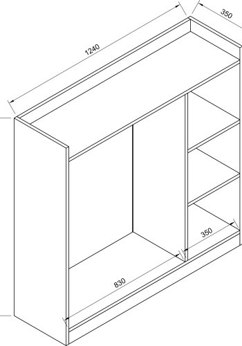 VCM NORDIC Palosa ppen garderob, w. 2 hyllor och 1 hngstng - vitt tr