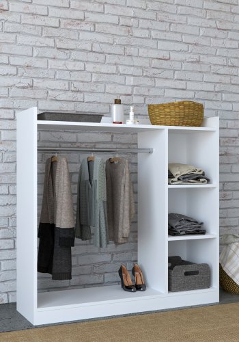 VCM NORDIC Palosa ppen garderob, w. 2 hyllor och 1 hngstng - vitt tr