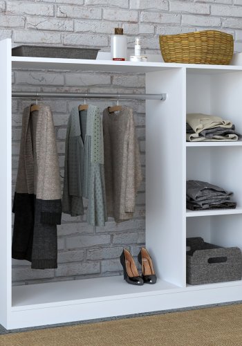 VCM NORDIC Palosa ppen garderob, w. 2 hyllor och 1 hngstng - vitt tr