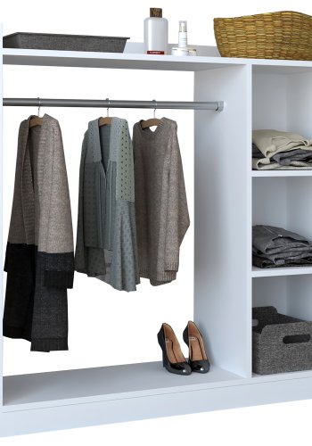 VCM NORDIC Palosa ppen garderob, w. 2 hyllor och 1 hngstng - vitt tr