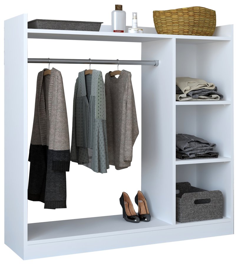 VCM NORDIC Palosa ppen garderob, w. 2 hyllor och 1 hngstng - vitt tr