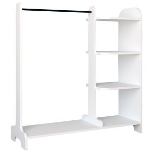 VCM NORDIC Lempu bent kldeskab, m. 3 hylder og 1 bjlestang - hvid tr