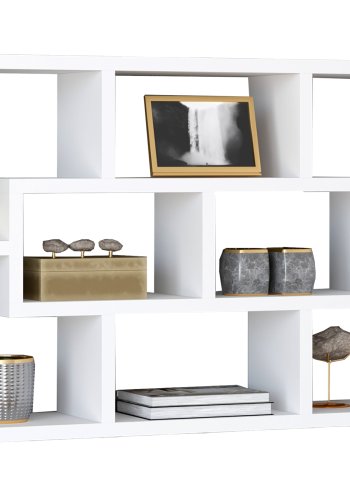 VCM NORDIC Opila vegghylle, m. 8 rom - hvitt tre