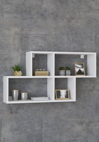 VCM NORDIC Lusas Wandregal, m. 4 Fächern - Holz weiß