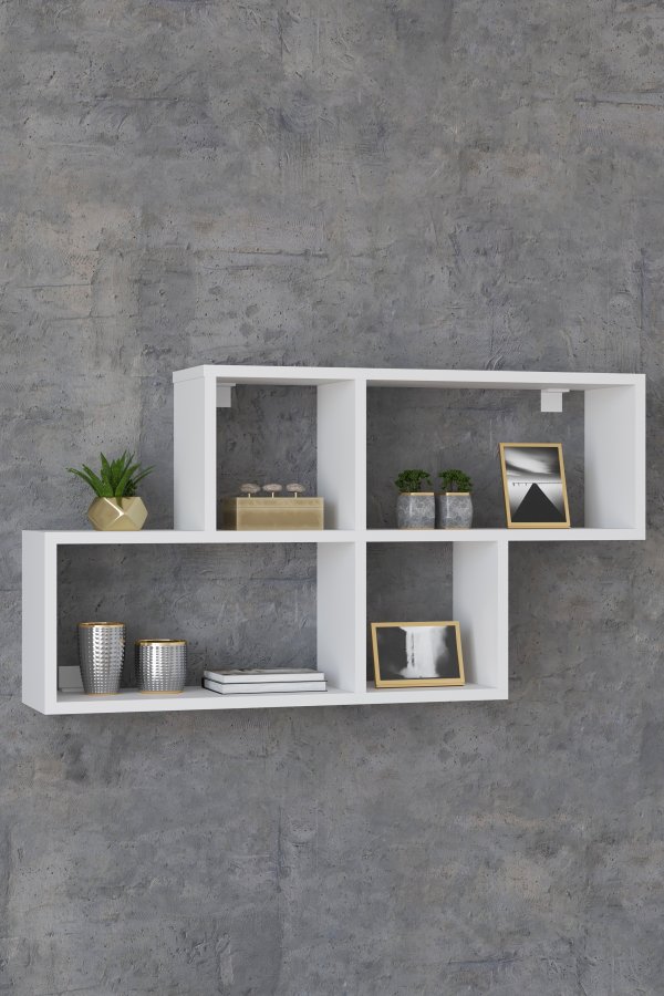 VCM NORDIC Lusas Wandregal, m. 4 Fächern - Holz weiß