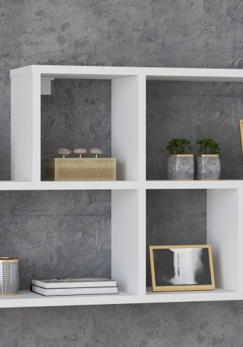 VCM NORDIC Lusas Wandregal, m. 4 Fächern - Holz weiß