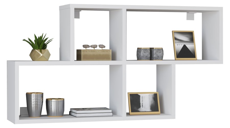 VCM NORDIC Lusas Wandregal, m. 4 Fächern - Holz weiß