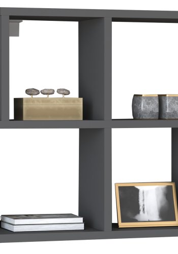VCM NORDIC Lusas Wandregal, 4 Fächer – anthrazitgraues Holz