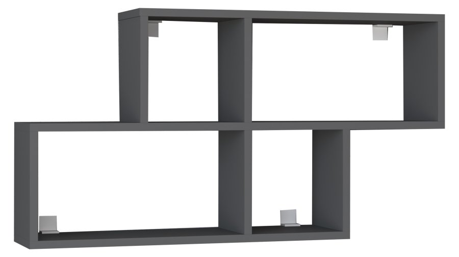 VCM NORDIC Lusas Wandregal, 4 Fächer – anthrazitgraues Holz