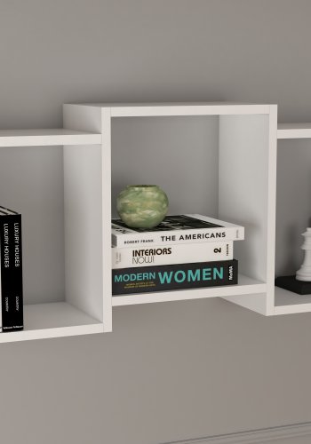 VCM NORDIC Trilas vegghylle, m. 3 rom - hvitt tre