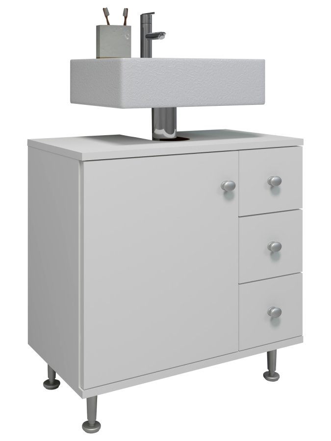 VCM NORDIC Nilosi M underskap for bad, m. 1 dr og 3 skuffer - hvit melamin