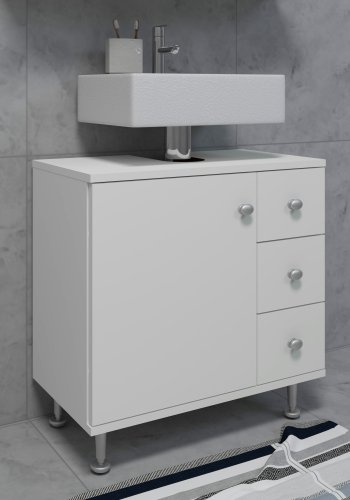 VCM NORDIC Nilosi M underskap for bad, m. 1 dr og 3 skuffer - hvit melamin