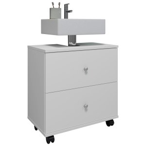 VCM NORDIC Nilosi L badevrelsesunderskab, m. 2 skuffer og 4 hjul - hvid melamin