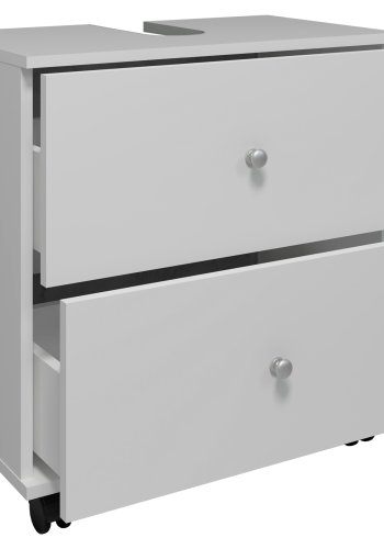 VCM NORDIC Nilosi L baderomsunderskap, m. 2 skuffer og 4 hjul - hvit melamin