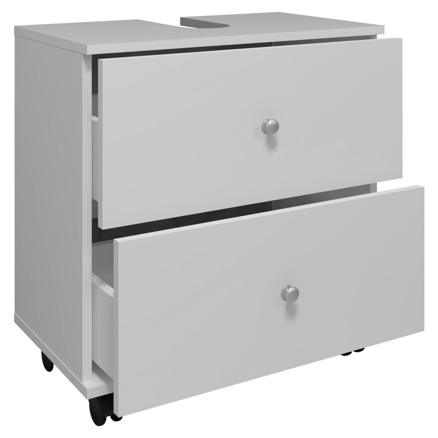 VCM NORDIC Nilosi L baderomsunderskap, m. 2 skuffer og 4 hjul - hvit melamin