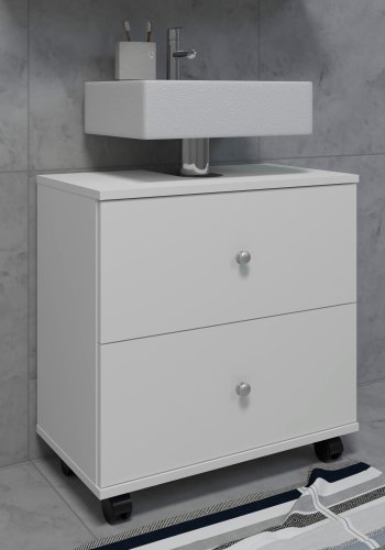 VCM NORDIC Nilosi L baderomsunderskap, m. 2 skuffer og 4 hjul - hvit melamin