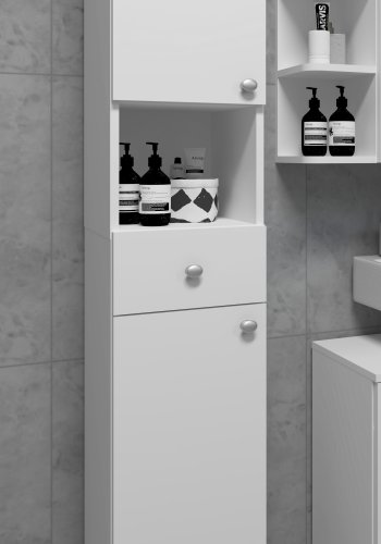 VCM NORDIC Nilosi baderom hyskap, m. 2 drer, 2 hyller, 1 skuff, 1 rom - hvit melamin