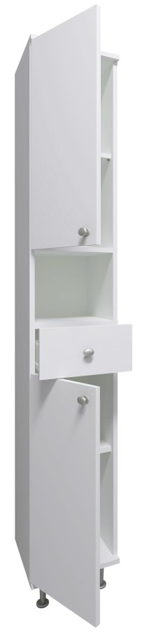 VCM NORDIC Nilosi baderom hyskap, m. 2 drer, 2 hyller, 1 skuff, 1 rom - hvit melamin