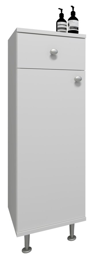 VCM NORDIC Nilosi Badezimmer-Midischrank, m. 1 Tür, 2 Einlegeböden und 1 Schublade – Melamin weiß