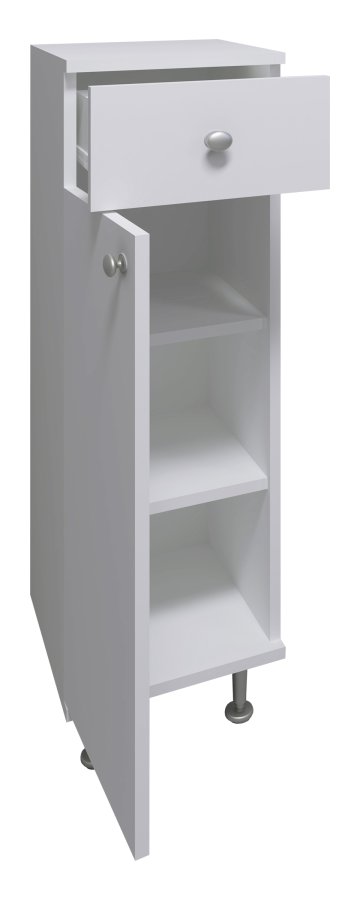 VCM NORDIC Nilosi Badezimmer-Midischrank, m. 1 Tür, 2 Einlegeböden und 1 Schublade – Melamin weiß